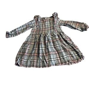 Carters Prairie Plaid Dress Ruffle Front 12 months Checkered Longsleeve